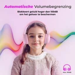 ATouch Kinderkoptelefoon Lite-X – Volumebegrenzing - Koptelefoon kinderen – Microfoon – Bluetooth koptelefoon – Duurzaam – Roze — thumbnail 4