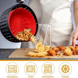 Vervanging Rode Siliconen Mand voor Air Fryer Pot - Multifunctionele Siliconen Pad en Stoomboot Liners - Accessoires voor Air Fryer Oven - Meer Dan 7.5in — thumbnail 3