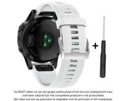 Wit Siliconen horlogebandje geschikt voor Garmin Fenix 5 (& 5 Plus & Sapphire) / Forerunner 935/945 / Quatix 5 &5 Sapphire / Fenix 6 &6 Plus / Approach S60 & S62 / MARQ devices / D2 Delta – Quickfit Compatibel – 22 mm white smartwatch band