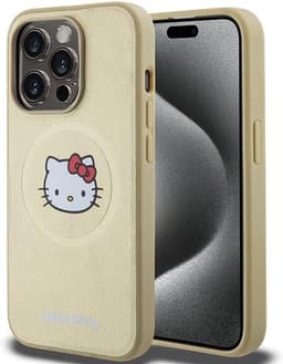 Hello Kitty Serie - iPhone 15 Pro Max Hoes - MagSafe - Goud - Leren Afwerking — thumbnail 4