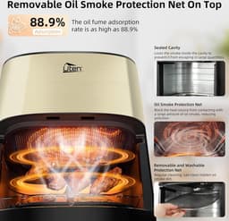 Uten Airfryer XXL 200E - Dual Blaze Technologie - Hetelucht friteuse - 5.5 liter - 14 programma's - 40ºC tot 200ºC - PFAS vrij - 2000W - Goud — thumbnail 6