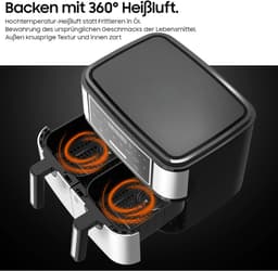 Equivera Dubbele Airfryer - Dubbele Mand - Dual Cook - Heteluchtfriteuse - Verschillende Programma's - Dual Zone - Mega — thumbnail 3