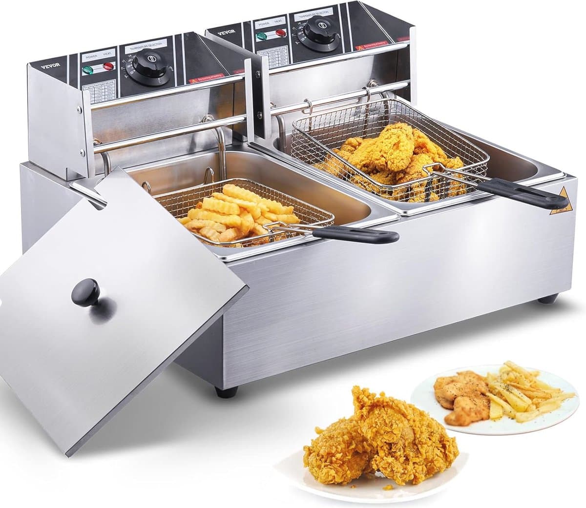 Elektrische Friteuse 8,6 L met Dubbele Bak en Ingebouwde Thermostaat - Ideaal voor Keuken en Feesten — afbeelding 1