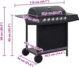 vidaXL Gasbarbecue met 6 kookzones staal zwart — thumbnail 2
