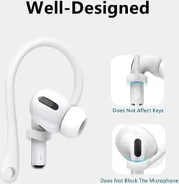 Earhooks Geschikt Voor Apple AirPods en Apple AirPods Pro 3 I Oorhaken I Veilige Pasvorm I Siliconen Eartips I Ergonomisch en Anti-Lost Ontwerp I Set van 2 I Wit — thumbnail 3