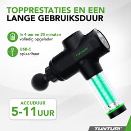 Tunturi MG50 Massage Gun - Incl. Opzetstukken en koffer - Oplaadbaar massage apparaat - Massage pistool - Kleur: zwart — thumbnail 3