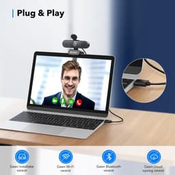 4K Ultra HD Pro Webcam met Ruisvrije Microfoon - Incl. Webcam Cover en USB Adapter - Voor Laptop en PC - Windows en Mac — thumbnail 2