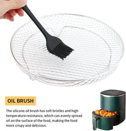 Airfryer-accessoires, 3-laags stapelbare droogrekken, roestvrijstalen Airfryer-mandlade Droogrek met olieborstel, voedselclip en verhogingsvoetjes, 304 RVS grillrek past op 4,2-5,8 QT Airfryer, oven — thumbnail 8