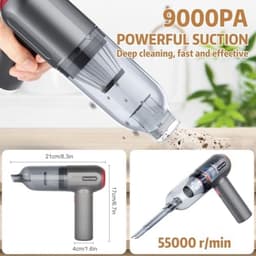 Krachtige Draadloze Autostofzuiger 9000PA - 3-in-1Handheld Stofzuiger met Oplaadbare Accu — thumbnail 4
