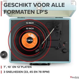 Platenspeler Bluetooth IN/OUT - Audizio RP116BL - 2025 model - Retro platenspeler met speakers - Blauw — thumbnail 4