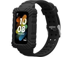 kwmobile smartwatch bandje en bumper van silicone - geschikt voor Huawei Band 9 / Band 8 7 6 Pro / Honor Band 7 6 - in zwart - Optimale bescherming