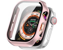 Watch case screenprotector - hoesje - gehard glas - geschikt voor Apple Series 10 & 11 met case size 46 mm - rosegoud