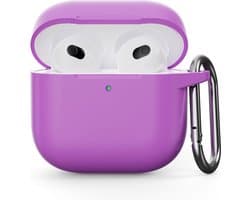 Coverup Hoesje - Geschikt voor AirPods 4 Hoesje - Coverup Siliconen AirPods Case met Sleutelhanger - Paars