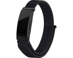 Nylon Smartwatch bandje - Geschikt voor Fitbit Inspire / Inspire HR / Inspire 2 nylon bandje - zwart - Strap-it Horlogeband / Polsband / Armband