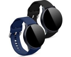 kwmobile 2x horlogebandjes geschikt voor Samsung Galaxy Active 2 / Watch 4 / 5 / 6 Galaxy Watch 7 / FE bandje - Smartwatch bandjes van TPU - Activity tracker horloge band in zwart / donkerblauw