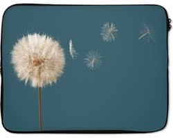 Laptophoes 15.6 inch - Paardenbloem - Zaden - Kleur - Laptop sleeve - Binnenmaat 37x26 cm - Zwarte achterkant