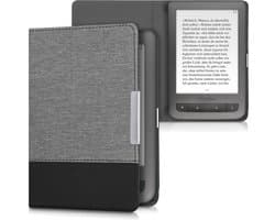 kwmobile hoes geschikt voor Pocketbook Touch Lux 3/Basic Lux/Basic Touch 2 - Canvas beschermhoes in grijs / zwart - Voor e-reader -