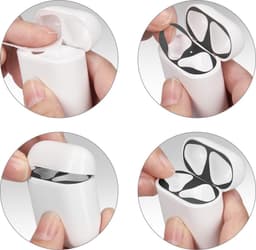kwmobile anti-stof sticker geschikt voor Apple Airpods 1 & 2 - Stofbeschermer in zwart — thumbnail 3