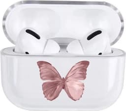 Shieldcase Butterfly Kisses Case - beschermhoes geschikt voor Airpods Pro / 2 Pro case - hoesje met vlinder print - transparant/roze — thumbnail 1