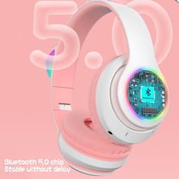 Cat Headphone - Roze - Bluetooth - Draadloze Over Ear Stereo Koptelefoon - Noise Reduction - Katten Oortjes - LED Verlichting — thumbnail 12