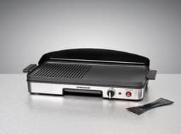 Rommelsbacher Elektrische Tafelgrill BBQ 2003 – Turbo Grillzone – Binnen & Buiten – Teppanyaki & BBQ – Gezond Grillen met Vetopvangbak – 50 x 25 cm — thumbnail 2