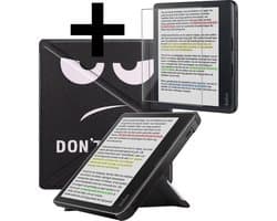 Hoes Geschikt voor Kobo Libra Colour - E-reader Bescherm Hoesje Case Sleep Cover Trifold Met Screenprotector - Hoes Geschikt voor Kobo Libra Colour Hoesje - Don't Touch Me