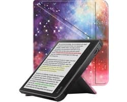Hoes Geschikt voor Kobo Libra Colour Hoesje Bookcase Cover Book Case Hoes Sleepcover Trifold - Galaxy