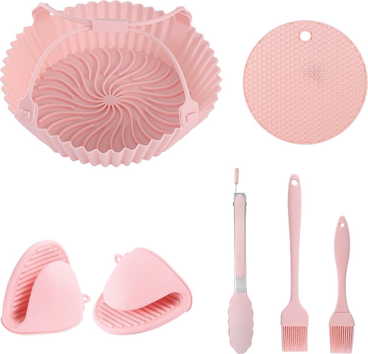 Airfryer siliconen bakje - 7 stuks - Airfryer accessoires - Vaatwasser veilig - BPA-vrij - roze — afbeelding 1