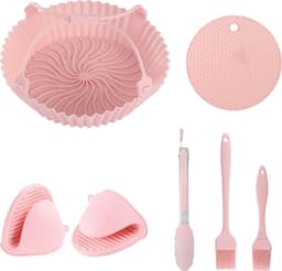 Airfryer siliconen bakje - 7 stuks - Airfryer accessoires - Vaatwasser veilig - BPA-vrij - roze — thumbnail 1