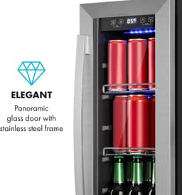 Klarstein Beerlager 56 drankkoelkast, 56 liter, 20 flessen, inbouw, 82 cm hoog, glazen deur met roestvrijstalen frame, 3 schappen, temperatuur: 0 - 10 °C, touchscreen bedieningspaneel, zwart - LED - RVS - Mini Fridge - Compact Koelkast — thumbnail 8