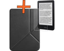 Hoesje Geschikt voor Kobo Clara BW Hoes Book Case Trifold - Hoes Geschikt voor Kobo Clara BW Hoesje Book Cover Met Screenprotector - Zwart
