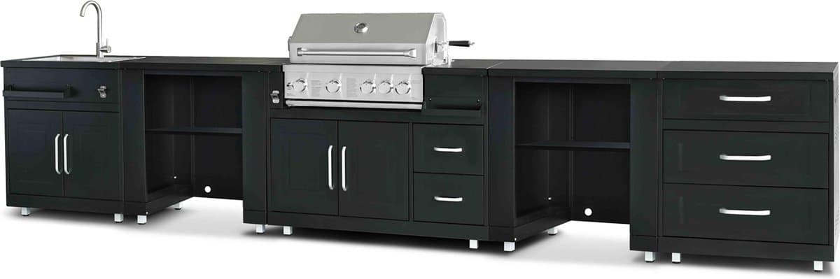 Oviala - 5-delige hoekkeuken voor buiten met spoelbak en barbecue - Memphis — afbeelding 1
