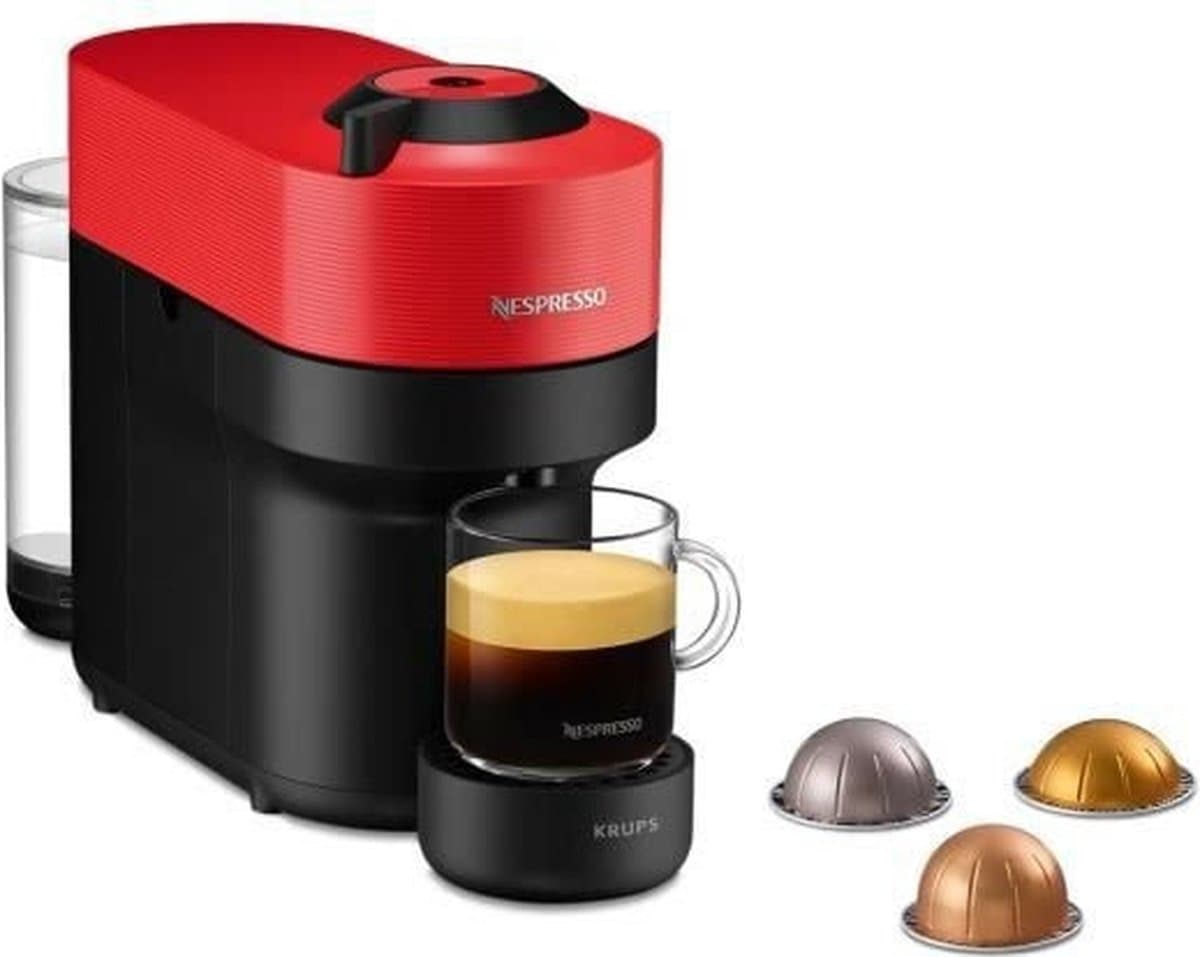 Krups Nespresso YY4888FD Virtuo Pop Red Coffee Machine Capsules, Compact Coffee Maker, 4 kopjes, espresso, Bluetooth — afbeelding 1