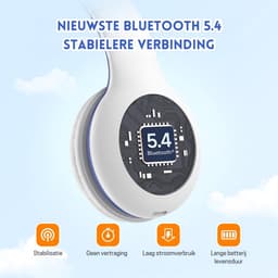 StayPowered Bluetooth Hoofdtelefoon voor Kinderen - Veilig en Kwalitatief Geluid - 85/94 dB Volumeregeling - 40 Uur Batterij - HD Microfoon - Opvouwbaar en Verstelbaar - Snelle Bluetooth 5.4 - Wit - Levering Sneller dan Aangegeven! — thumbnail 2