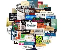 Stoere Motivatie Stickers - 60 stickers met Engelse Teksten & Positieve Quotes - voor laptop, bullet journal, mobieltje etc.