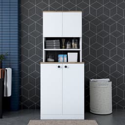 KD102 Wasmachinekast | 100% MELAMINE | Wit, Walnoot - Emob - wasmachinekast_enkel - Wit - Spaanplaat — thumbnail 4