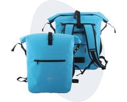 Voltano Luxe Fietstas / Rugtas 28L - Gletsjer Blauw - Enkele Pakaftas - 100% Waterdicht - Met Laptop Compartiment