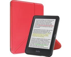Hoes Geschikt voor Kobo Clara Colour - Luxe E-reader Trifold Case - Bescherm Hoesje Book Cover - Rood