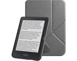 Hoes Geschikt voor Kobo Clara BW Hoesje Bookcase Cover Book Case Hoes Sleepcover Trifold - Grijs
