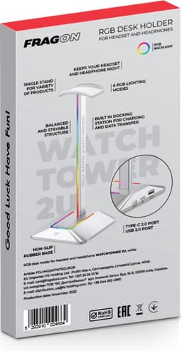 FragON - Watchtower 2U - Hoofdtelefoonhouder - RGB - Zilver — thumbnail 2