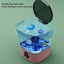 Opvouwbare Automatische Wascentrifuge - Draagbare Mini Wasmachine 6.5L - Voor Ondergoed en Babykleding - Slaapzaal en Camperreizen - Roze - Mini wasmachine — thumbnail 5