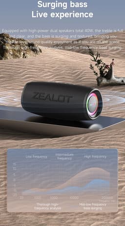 Zealot S56 Bluetooth Speaker - RGB - Uitstekende Bass - Waterdicht - 3D Surround sound - Speaker - Muziek - Luidspreker - Draadloos - Outdoor - Zwart - 40W — thumbnail 4