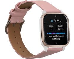 kwmobile lederen horlogebandje geschikt voor Garmin Venu Sq 2 Music / Sq 2 / Vivoactive 6 / Vivoactive 5 polsband - Echt leren smartwatch bandje - Activity tracker horloge band in oudroze