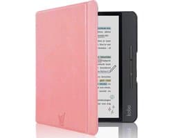 Hoesje geschikt voor Kobo Libra Colour - Book Case Premium Sleep Cover Kunstleer Hoes met Auto/Wake Functie - Roségoud