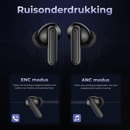 Nubex® Draadloze Oordopjes – Bluetooth Oordopjes – Oortjes draadloos – Oordopjes draadloos - Earpods geschikt - Draadloze oortjes bluetooth - Noise cancelling ANC+ENC - Universeel - BT 5.3 - Zwart — thumbnail 2