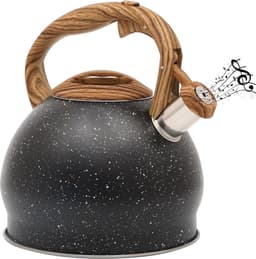 Black Texture Whistling Tea Kettle - 3L Tea Pot for Stovetop Induction Hob - Stainless Steel Hot Water Camping Kettle Teapot for Tea Coffee — thumbnail 1