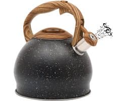 Black Texture Whistling Tea Kettle - 3L Tea Pot for Stovetop Induction Hob - Stainless Steel Hot Water Camping Kettle Teapot for Tea Coffee