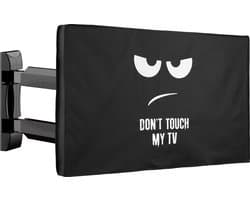 kwmobile outdoor beschermhoes geschikt voor 43" TV - Hoes voor tv's buiten - In wit / zwart Don't Touch my TV design
