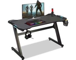 Bayt Game Bureau - Gaming Bureau - Gaming desk - Game Bureau met LED - Computer Tafel - 120 x 60 x 75 cm - Zwart