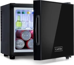 Klarstein Mini-Koelkast Frosty Vrijstaande - 10 Liter - Losse Glazen Bodemplaat - 33dB - Koele Frisheid - Voor Gastkamers Of Slaapkamers - Glansrijk - Thermo-elektrisch Koelsysteem - Spiegelglasdeur - praktisch - Elegant - Zwart — thumbnail 1